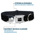 CHARGER Script Emblem Corner Full Color Black/Silver Fade/White Seatbelt Buckle Collar - CHARGER Script Emblem Repeat Black/Grays