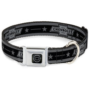 GENUINE CHEVROLET Bowtie Full Color Black/Silver Seatbelt Buckle Collar - Vintage CHEVROLET 1934 Bowtie Logo/Stars Stripe Black/Grays