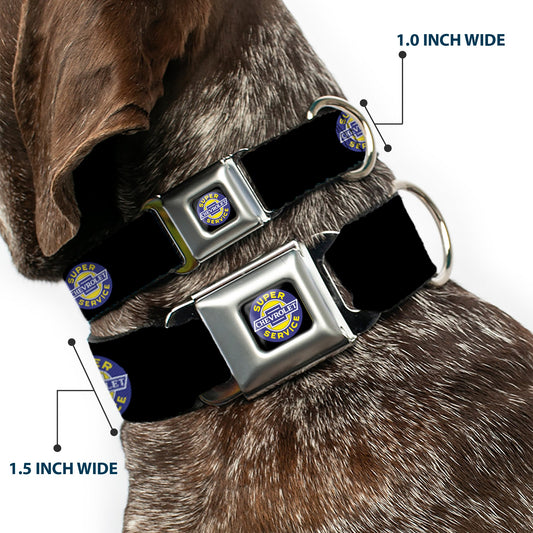 CHEVROLET SUPER SERVICE Logo Full Color Black/Blue/Yellow/White Seatbelt Buckle Collar - CHEVROLET SUPER SERVICE Logo Black/Blue/Yellow/White