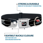 1967 Impala 396 TURBO-JET V Emblem Full Color Black/Silver/Red/White Seatbelt Buckle Collar - 1967 Impala 396 TURBO-JET V Emblem/Stripe Black/Silver/Red/White