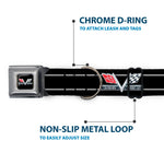 1967 Impala 396 TURBO-JET V Emblem Full Color Black/Silver/Red/White Seatbelt Buckle Collar - 1967 Impala 396 TURBO-JET V Emblem/Stripe Black/Silver/Red/White