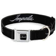 IMPALA Script Emblem Black/Silver Seatbelt Buckle Collar - IMPALA Script Emblem Black/Silver