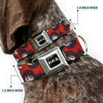 Hell's Paradise Kanji Title Logo Full Color Black/White Seatbelt Buckle Collar - Hell's Paradise Chibi Aza Toma Sword Poses Scattered Red