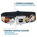 Hell's Paradise Kanji Title Logo Full Color Black/White Seatbelt Buckle Collar - Hell's Paradise Gabimaru and Sagiri Title Pose and Logo Red