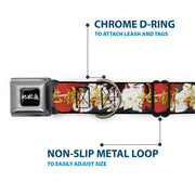 Hell's Paradise Kanji Title Logo Full Color Black/White Seatbelt Buckle Collar - Hell's Paradise Gabimaru and Sagiri Title Pose and Logo Red