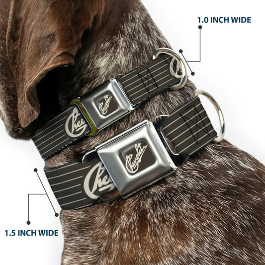 CHEVROLET Heritage Script Full Color Charcoal/Tan Seatbelt Buckle Collar - CHEVROLET Heritage Script/Stripe Charcoal/Tan