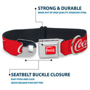 COCA-COLA Script Logo Full Color Red/White Seatbelt Buckle Collar - COCA-COLA Script Logo Red/White