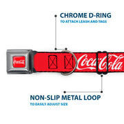 COCA-COLA Script Logo Full Color Red/White Seatbelt Buckle Collar - COCA-COLA Script Logo Red/White