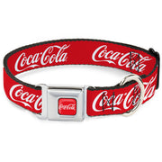 COCA-COLA Script Logo Full Color Red/White Seatbelt Buckle Collar - COCA-COLA Script Logo Red/White