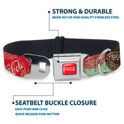 DRINK COCA-COLA Logo Full Color Red/White Seatbelt Buckle Collar - DRINK COCA-COLA Coke Patches Stacked Reds/Multi Color