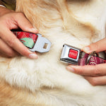 DRINK COCA-COLA Logo Full Color Red/White Seatbelt Buckle Collar - DRINK COCA-COLA Coke Patches Stacked Reds/Multi Color