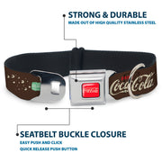 DRINK COCA-COLA Logo Full Color Red/White Seatbelt Buckle Collar - Coca-Cola PAUSE AND REFRESH Typography and Bottle Brown/Red/White