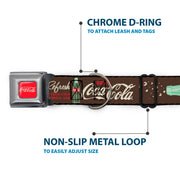 DRINK COCA-COLA Logo Full Color Red/White Seatbelt Buckle Collar - Coca-Cola PAUSE AND REFRESH Typography and Bottle Brown/Red/White