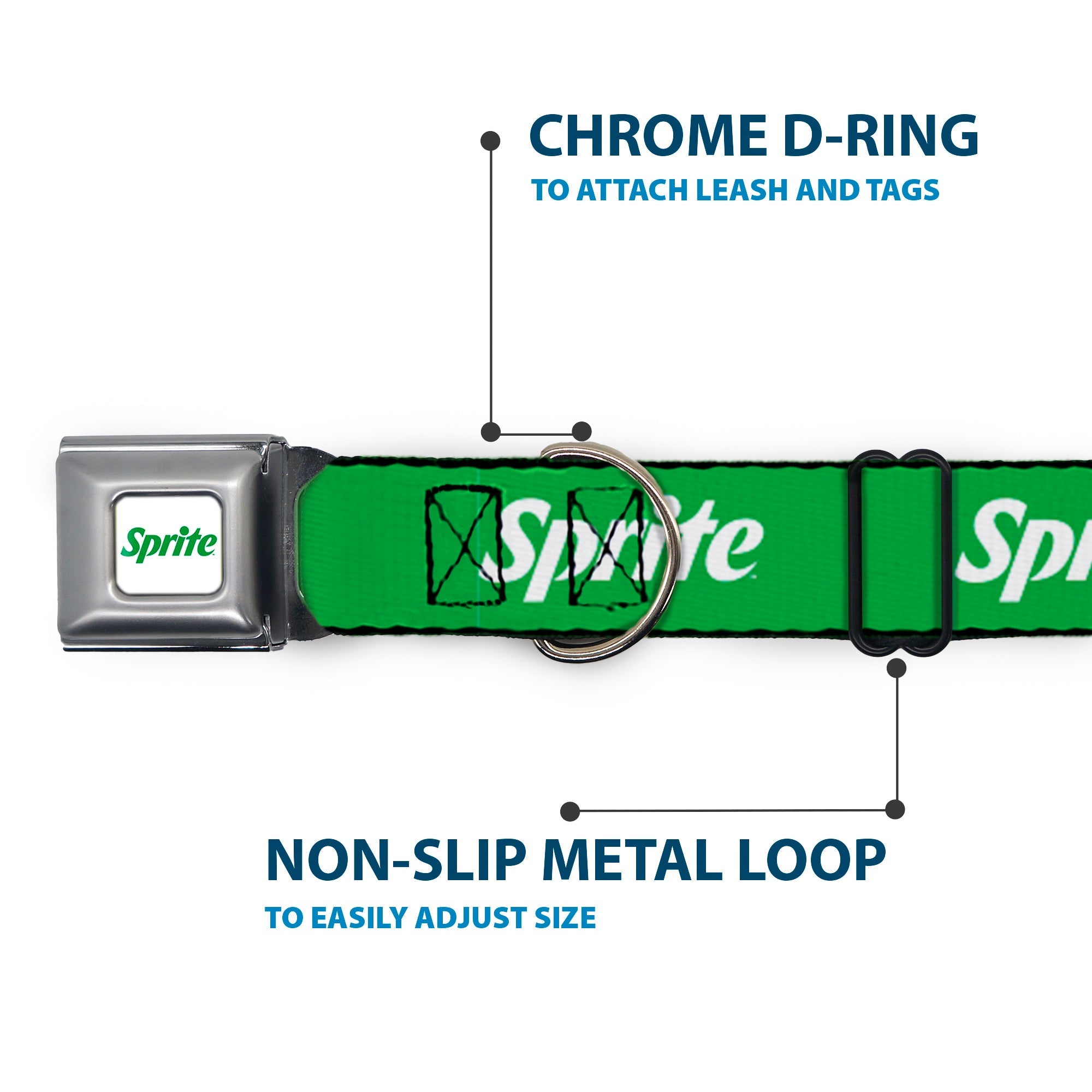 SPRITE Logo Full Color White/Green Seatbelt Buckle Collar - SPRITE Logo Green/White
