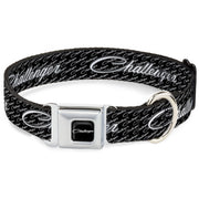 CHALLENGER Script Black Silver Seatbelt Buckle Collar - CHALLENGER Repeat w/Text Black/White