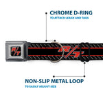 Dodge Challenger R/T Emblem Full Color Black/White/Red Seatbelt Buckle Collar - Dodge Challenger R/T Emblem/Carbon Fiber Stripe Grays/Black/Red