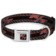 Dodge Challenger R/T Emblem Full Color Black/White/Red Seatbelt Buckle Collar - Dodge Challenger R/T Emblem/Carbon Fiber Stripe Grays/Black/Red