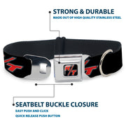 Dodge Challenger R/T Emblem Full Color Black/White/Red Seatbelt Buckle Collar - Dodge Challenger R/T Emblem Repeat Black/Blue/White/Red