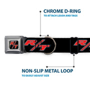 Dodge Challenger R/T Emblem Full Color Black/White/Red Seatbelt Buckle Collar - Dodge Challenger R/T Emblem Repeat Black/Blue/White/Red
