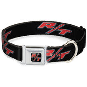 Dodge Challenger R/T Emblem Full Color Black/White/Red Seatbelt Buckle Collar - Dodge Challenger R/T Emblem Repeat Black/Blue/White/Red