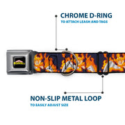 MY HERO ACADEMIA Title Logo Full Color Black Seatbelt Buckle Collar - My Hero Academia Flame Hero Endeavor Pose Blue
