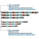 MY HERO ACADEMIA Title Logo Full Color Black Seatbelt Buckle Collar - My Hero Academia The Big 3 Action Poses Light Blue