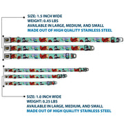 MY HERO ACADEMIA Title Logo Full Color Black Seatbelt Buckle Collar - My Hero Academia The Big 3 Action Poses Light Blue