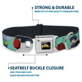 Load image into Gallery viewer, MY HERO ACADEMIA Title Logo Full Color Black Seatbelt Buckle Collar - My Hero Academia The Big 3 Action Poses Light Blue
