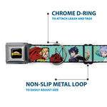 MY HERO ACADEMIA Title Logo Full Color Black Seatbelt Buckle Collar - My Hero Academia The Big 3 Action Poses Light Blue