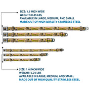 MY HERO ACADEMIA Title Logo Full Color Black Seatbelt Buckle Collar - MY HERO ACADEMIA Character Trio Pose and Title Logo Tan