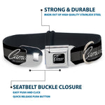 1969 CAMARO BY CHEVROLET Emblem Black/Silver Seatbelt Buckle Collar - 1969 CAMARO BY CHEVROLET Emblem/Stripe Black/Gray/Silver