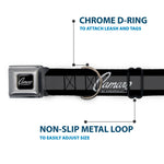 1969 CAMARO BY CHEVROLET Emblem Black/Silver Seatbelt Buckle Collar - 1969 CAMARO BY CHEVROLET Emblem/Stripe Black/Gray/Silver
