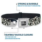 COWBOY BEBOP Title Logo Full Color Black/White Seatbelt Buckle Collar - COWBOY BEBOP Crew Group Pose and Title Logo White/Black/Greens