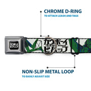 COWBOY BEBOP Title Logo Full Color Black/White Seatbelt Buckle Collar - COWBOY BEBOP Crew Group Pose and Title Logo White/Black/Greens