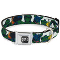 Load image into Gallery viewer, COWBOY BEBOP Title Logo Full Color Black/White Seatbelt Buckle Collar - COWBOY BEBOP Crew Group Pose and Title Logo White/Black/Greens
