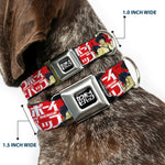 COWBOY BEBOP Title Logo Full Color Black/White Seatbelt Buckle Collar - COWBOY BEBOP Spike and Faye Back to Back Pose and Title Logo Red/White