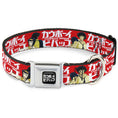 Load image into Gallery viewer, COWBOY BEBOP Title Logo Full Color Black/White Seatbelt Buckle Collar - COWBOY BEBOP Spike and Faye Back to Back Pose and Title Logo Red/White
