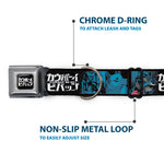 COWBOY BEBOP Title Logo Full Color Black/White Seatbelt Buckle Collar - COWBOY BEBOP Title Logo and Character Blocks Black/Blues