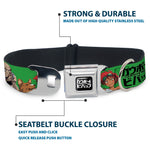 COWBOY BEBOP Title Logo Full Color Black/White Seatbelt Buckle Collar - COWBOY BEBOP Crew Group Pose and Title Logo Green/Black