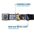 Load image into Gallery viewer, COWBOY BEBOP Title Logo Full Color Black/White Seatbelt Buckle Collar - COWBOY BEBOP Spike Vicious and Faye Pose and Title Logo Blues/Yellow
