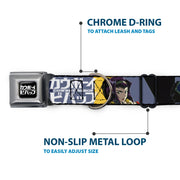 COWBOY BEBOP Title Logo Full Color Black/White Seatbelt Buckle Collar - COWBOY BEBOP Spike Vicious and Faye Pose and Title Logo Blues/Yellow