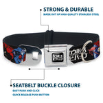 COWBOY BEBOP Title Logo Full Color Black/White Seatbelt Buckle Collar - COWBOY BEBOP Spike Pose and Crew Collage and Title Logo Black