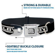 Carroll Shelby CS Racing Logo Full Color Black/White Seatbelt Buckle Collar - Carroll Shelby CS SHELBY Racing Logo Block Black/White