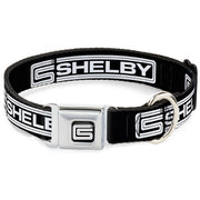 Carroll Shelby CS Racing Logo Full Color Black/White Seatbelt Buckle Collar - Carroll Shelby CS SHELBY Racing Logo Block Black/White