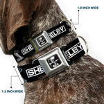 SHELBY Super Snake Cobra Split Full Color Black/White Seatbelt Buckle Collar - SHELBY Box Logo and Super Snake Cobra Black/White