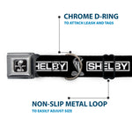 SHELBY Super Snake Cobra Split Full Color Black/White Seatbelt Buckle Collar - SHELBY Box Logo and Super Snake Cobra Black/White