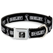SHELBY Super Snake Cobra Split Full Color Black/White Seatbelt Buckle Collar - SHELBY Box Logo and Super Snake Cobra Black/White