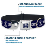 SHELBY Super Snake Cobra Split Full Color Blue/White Seatbelt Buckle Collar - SHELBY Box Logo and Super Snake Cobra Blue/White