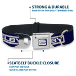 Carroll Shelby CS Racing Logo Full Color Navy/White Seatbelt Buckle Collar - Carroll Shelby CS SHELBY Racing Logo Block Navy/White
