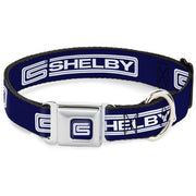 Carroll Shelby CS Racing Logo Full Color Navy/White Seatbelt Buckle Collar - Carroll Shelby CS SHELBY Racing Logo Block Navy/White